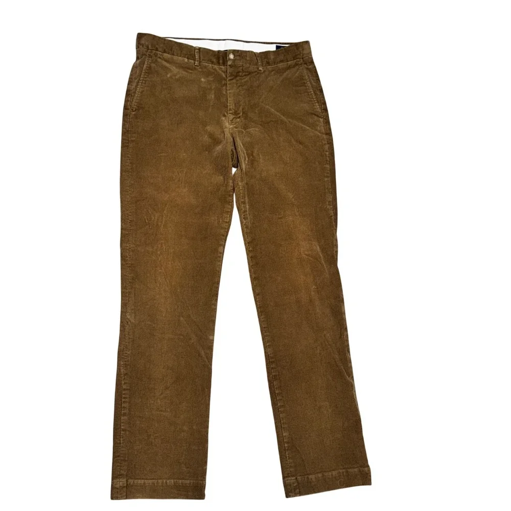 Polo Ralph Lauren Corduroy Pants Men 34/34 Brown Excellent Stretch Classic Fit